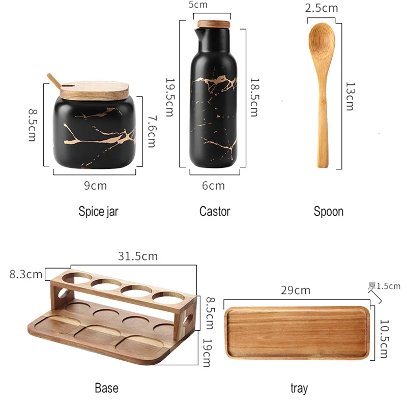 

New Kitchen Ceramic Seasoning Pot Set Nordic Style Seasoning Box Household Msg Box Salt Shaker Oil Pot Soy Sauce Vinegar Bottle