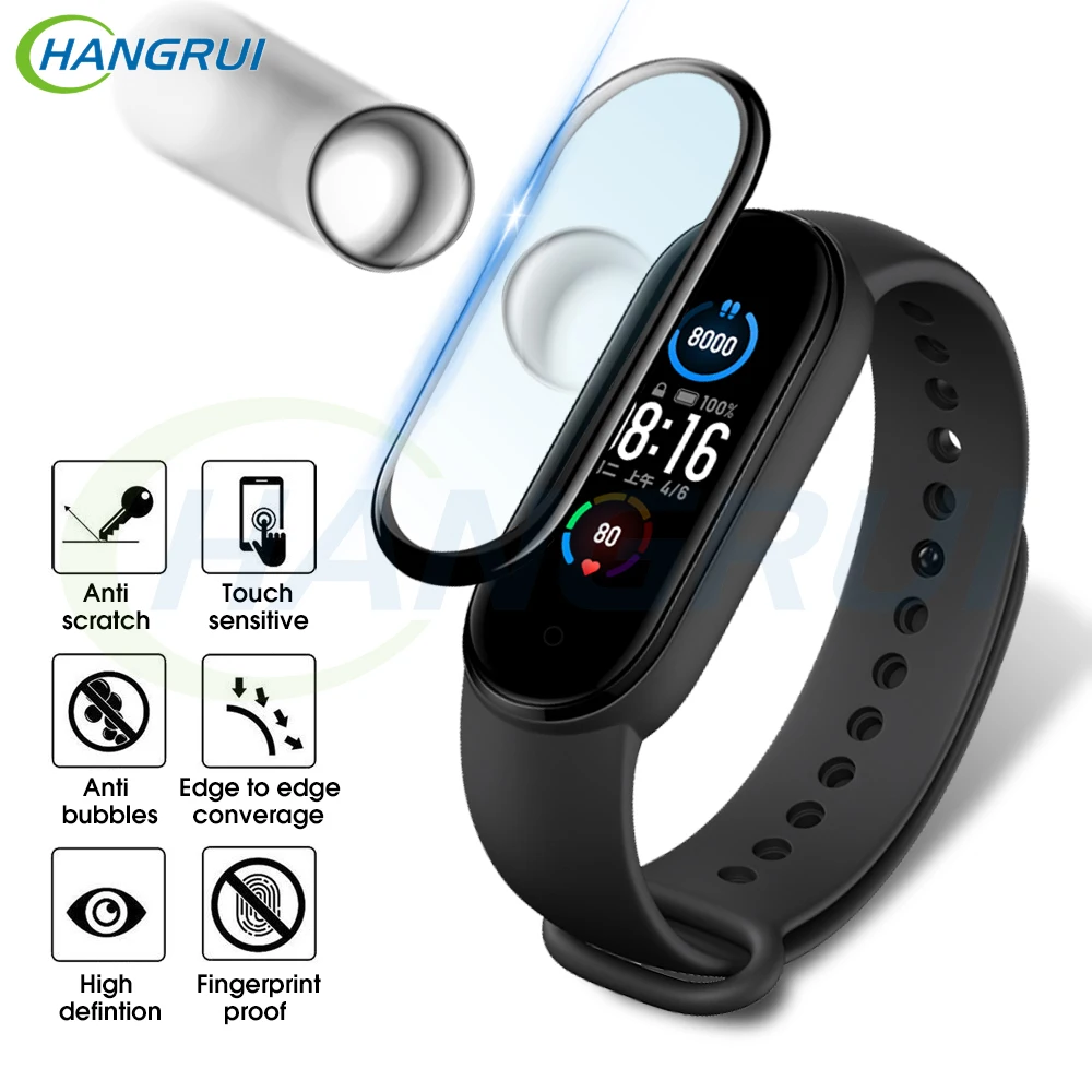 Защитная пленка для экрана Xiaomi Mi band 6 5 полное покрытие Защитное стекло XioMi Miband