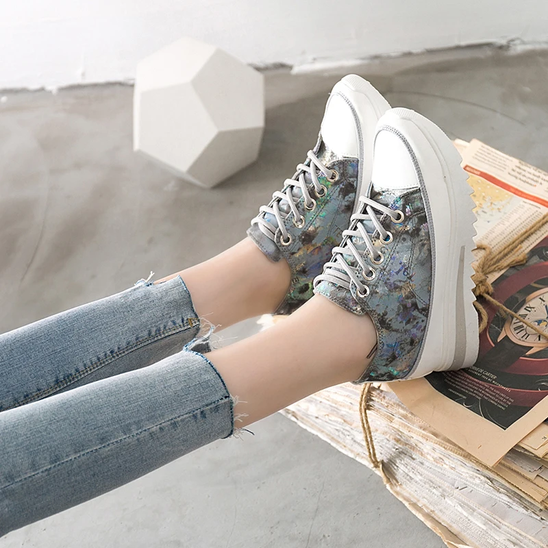 Fujin/Женская Вулканизированная обувь Кроссовки на платформе Обувь танкетке Сезон