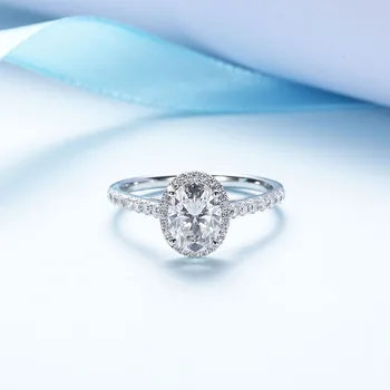 CxsJeremy 14K 585 White Gold Moissanite Diamond Ring Oval Cut 6*8MM 1.5Carat Wedding Party Engagement Anniversary Ring Trendy