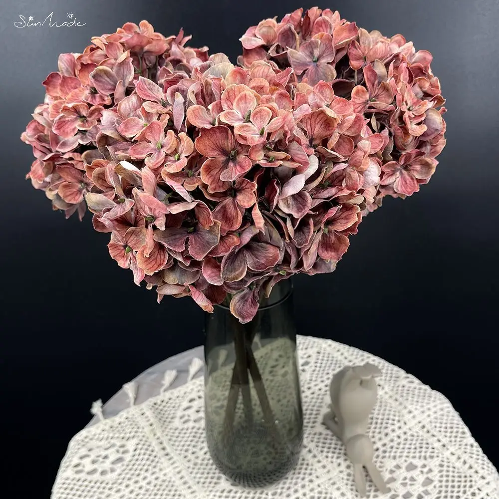 SunMade роскошные винтажные большие гортензии шелковые искусственные цветы осеннее