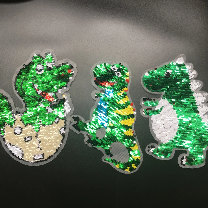 1 шт. разворотные Мультяшные нашивки с блестками милая нашивка динозавром для