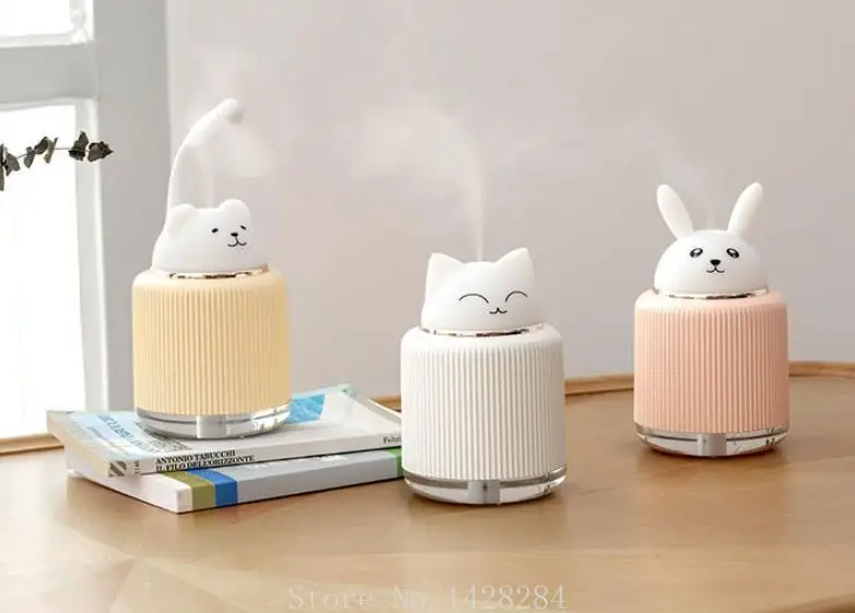 

Увлажнитель воздуха Xiaomi мультяшный с котом, Кроликом, медведем, лампа для атмосферы, автомобильный распылитель для спальни, офиса, USB, диффуз...