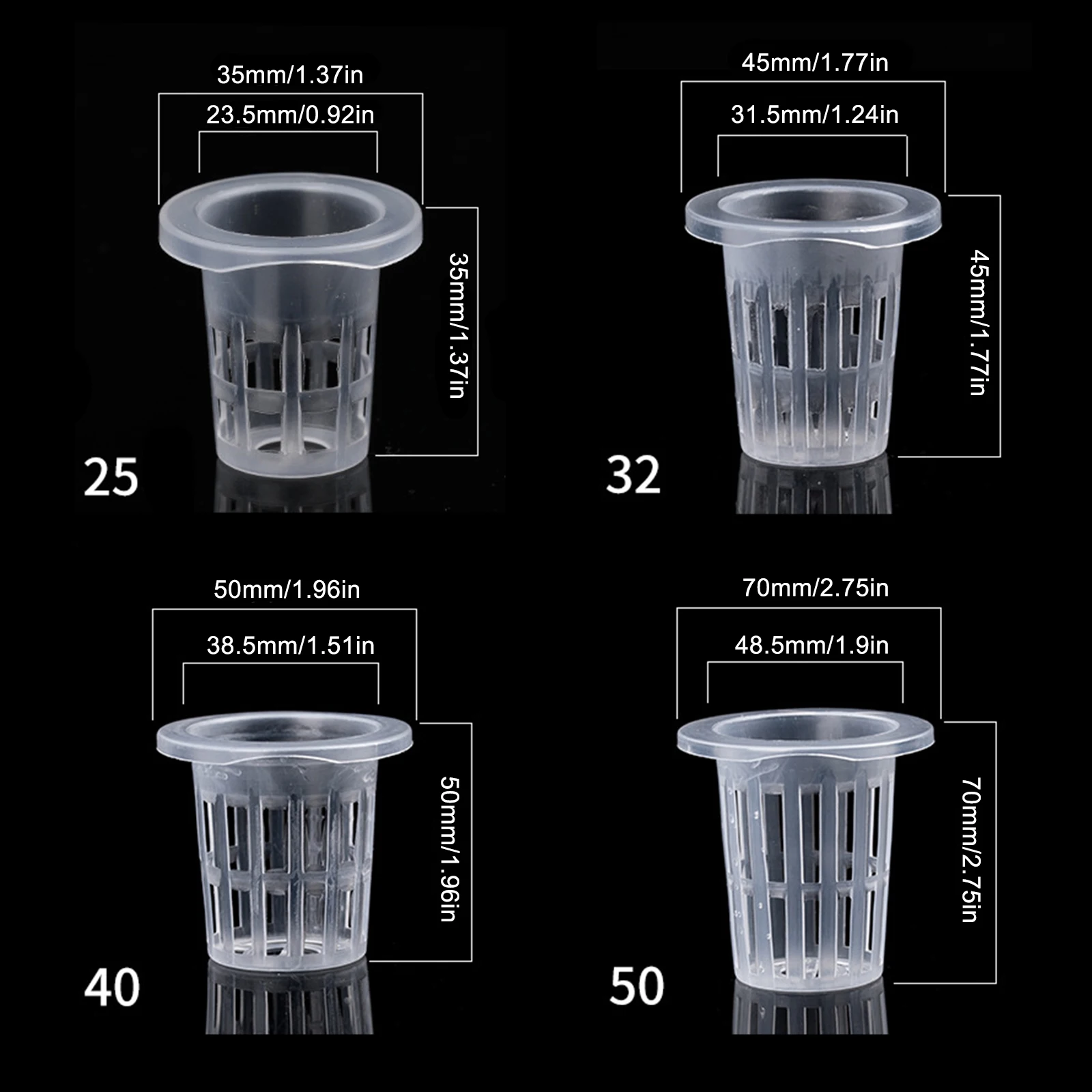 

100pcs Mesh Pots Net Cup Basket Hydroponic System Garden Plant Grow Vegetable Cloning Foam Insert Seed Nursery Cup