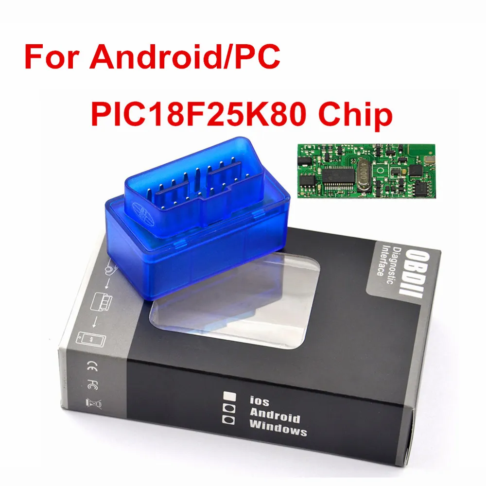 ELM327 V1.5 Blue ELM327 Bluetooth 4,0 HW V2.2 PIC18F25K80 чип ELM 327 для Android/IOS/Windows поддерживает все функции OBD2 диагностический сканер - Цвет: ELM327 V1.5 Blue