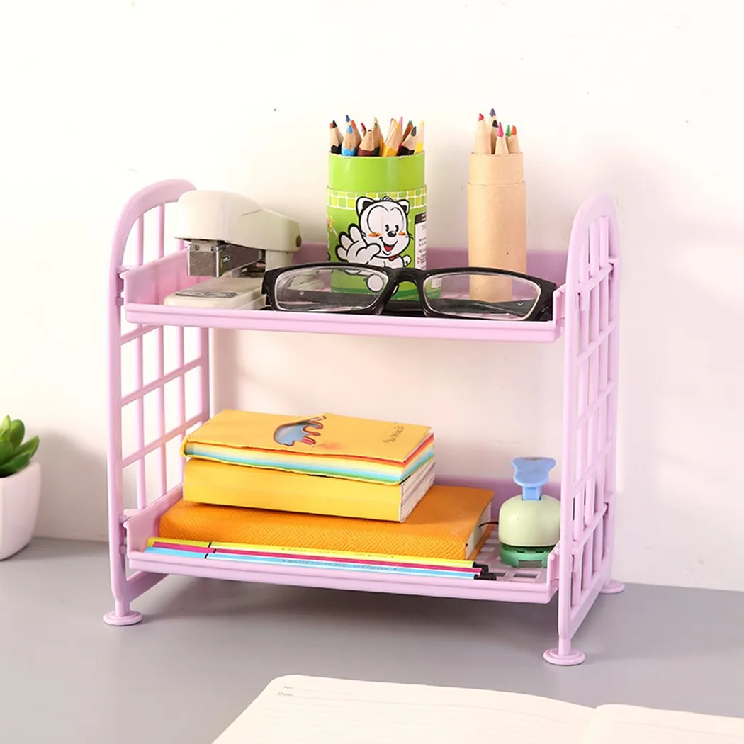 

Creative Two-layer Hollow Plastic Shelf Tabletop Kitchen Organizer Bathroom Double-layer Cosmetic Storage Shelf