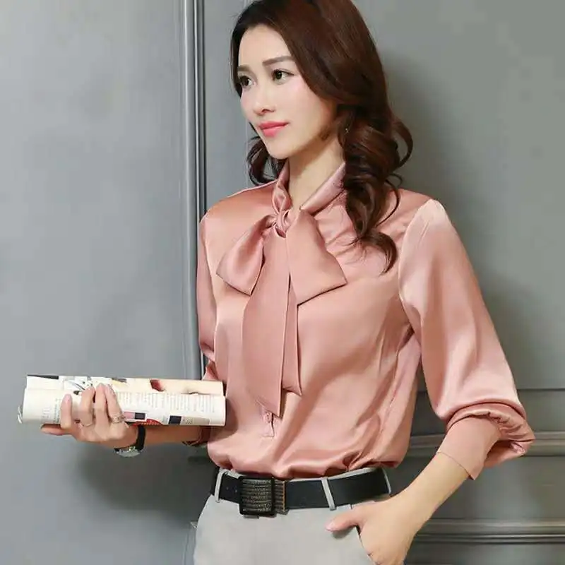 

Blouse Women Spring Autumn Bow Long-Sleeved Shirt Women's Shirt Blusas Mujer De Moda
