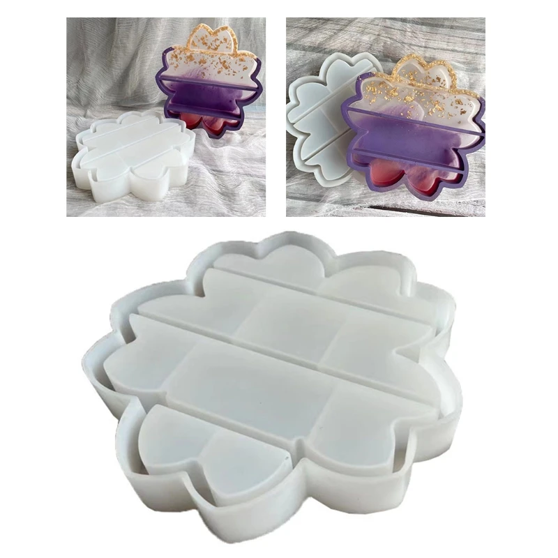 

Flower Shaped Organizer Rack Epoxy Resin Mold Storage Shelf Casting Silicone Mould DIY Crafts Display Stand Tray Jewelry