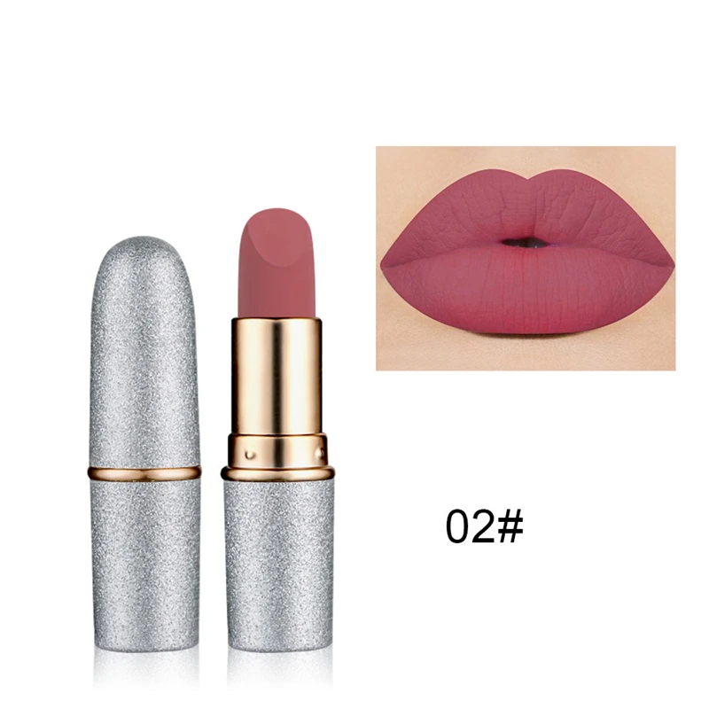 12 Colors Velvet Semi Matte Lipstick Makeup Moisturizing Long Lasting Easy to Wear Cosmetics Non drying Lip Gloss Brown Pigments |