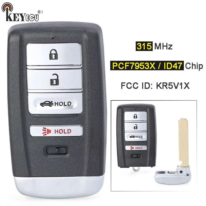 KEYECU 315MHz PCF7953X / ID47 Chip FCC ID: KR5V1X Smart Remote Key Fob for Acura MDX RLX ILX TLX 2014 2015 2016 2017 18 19 2020