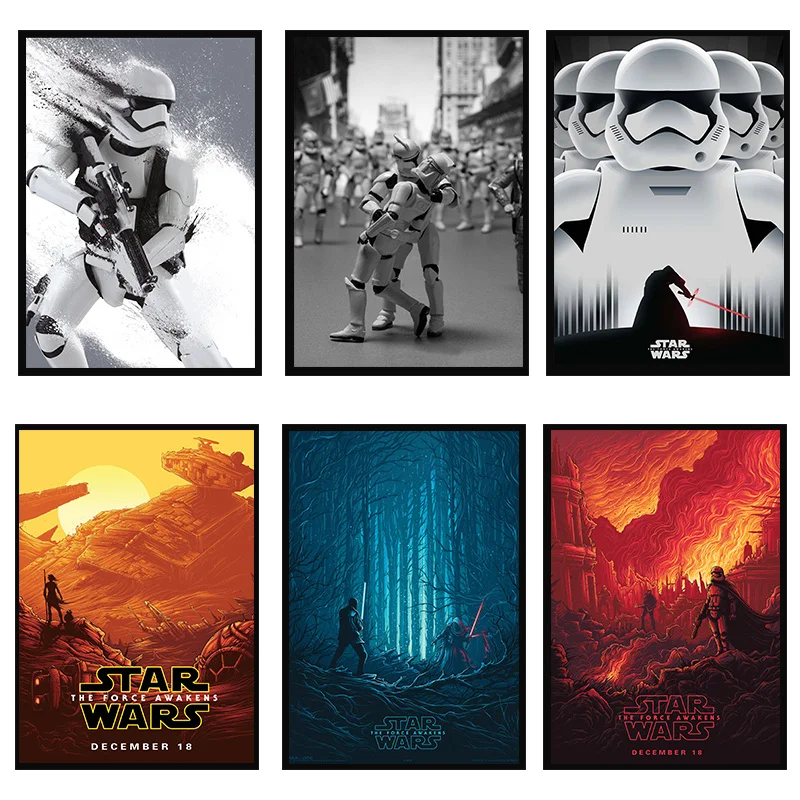 

Disney Star Wars 7 The Force Awakens Jedi Warrior Canvas Painting Sci-Fi Movie Poster Print Wall Art Picture Home Decor