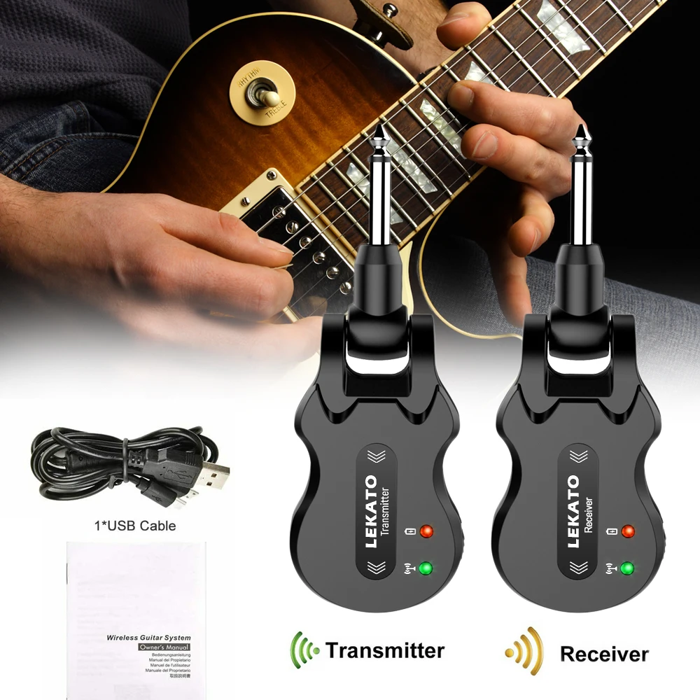 LEKATO Wireless Guitar System Wireless Audio Electric WS-50 5.8Ghz Guitar Transmitter Receiver 4 Channels Transmission Range images - 6