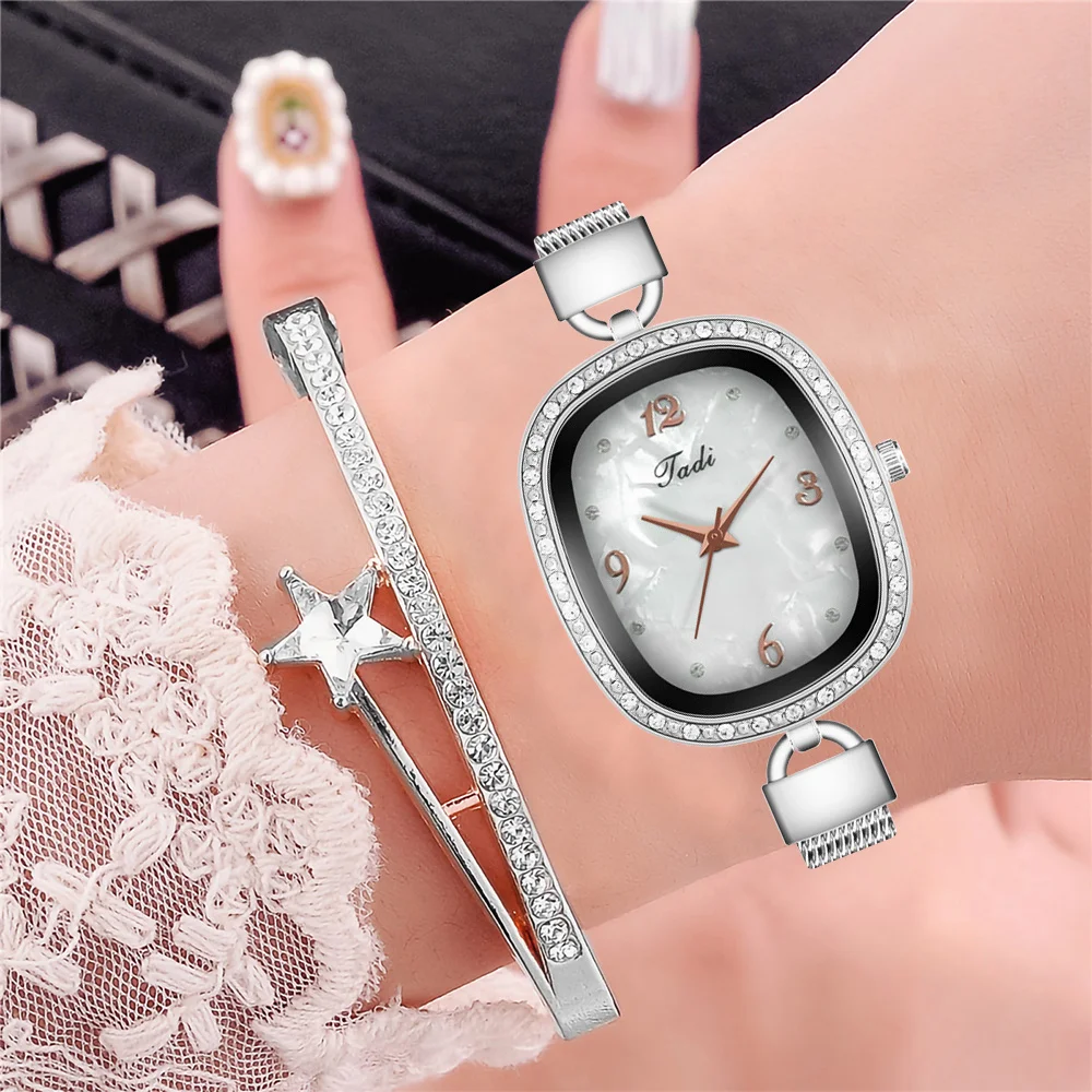 Женские ультратонкие модные часы с серебристым жемчугом и циферблатом роскошные