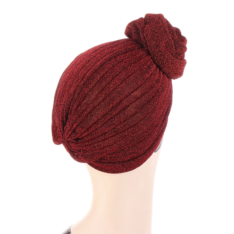 

Pleated Indian Hat Western Style Women Solid Color Rose Flower Hood Muslim Style Temperamental Bright Silk Indian Hat