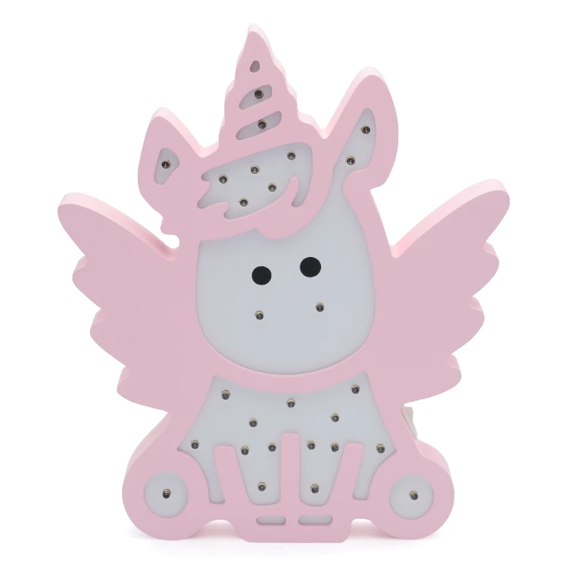 Розовый синий цвет единорог дизайн Ночной светильник питание от батареи милая