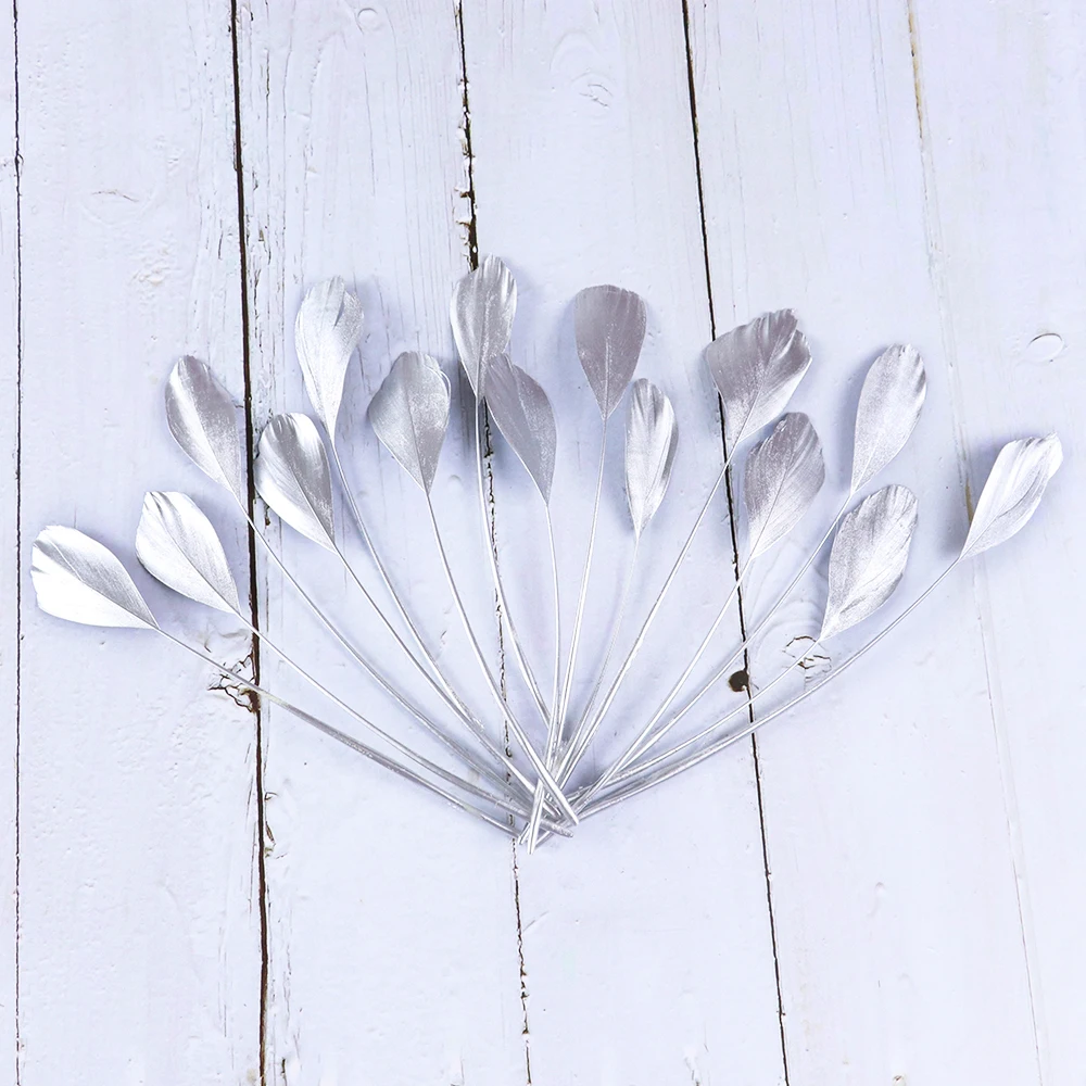 

10Pcs Spray Silver Big Goose Feathers Tear DIY Jewelry Making Wedding Decoration Carnival Accessories Dyed Plumes Crafts 15-20CM