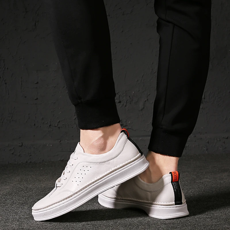 Men's Casual Shoes 2020 New Spring Breathable Genuine Leather Footwear Male Fashion office Men Cowboy Street | Обувь
