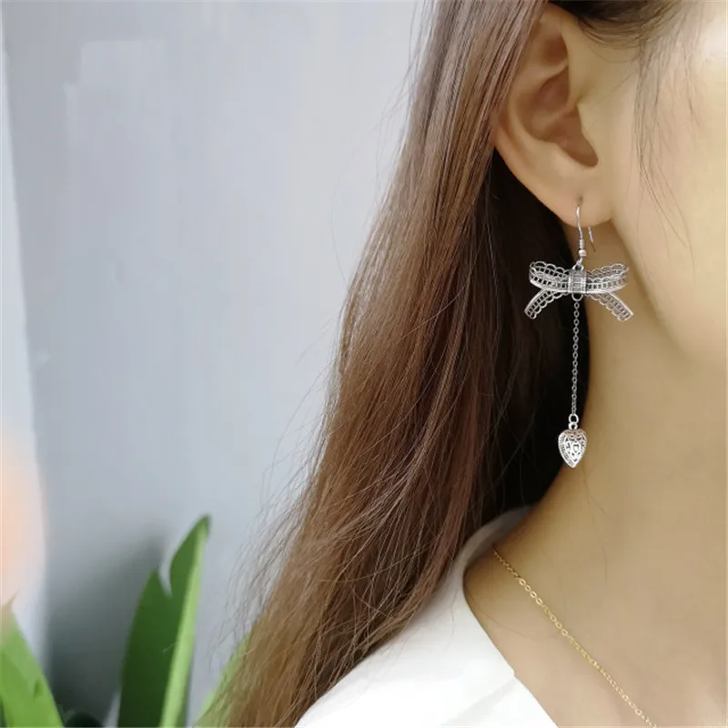 Женские винтажные серьги-подвески RUIYI из настоящего серебра 925 пробы с кружевом и