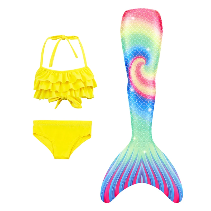 

3 Pc Girls Mermaid Tail Swimsuit without Monofin Children Summer Mermaid Costume Cosplay Swimwear Fantasy Birthday Party Dress