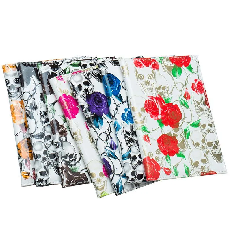 Высококачественный чехол для паспорта с 3D принтом черепа и цветов мужской