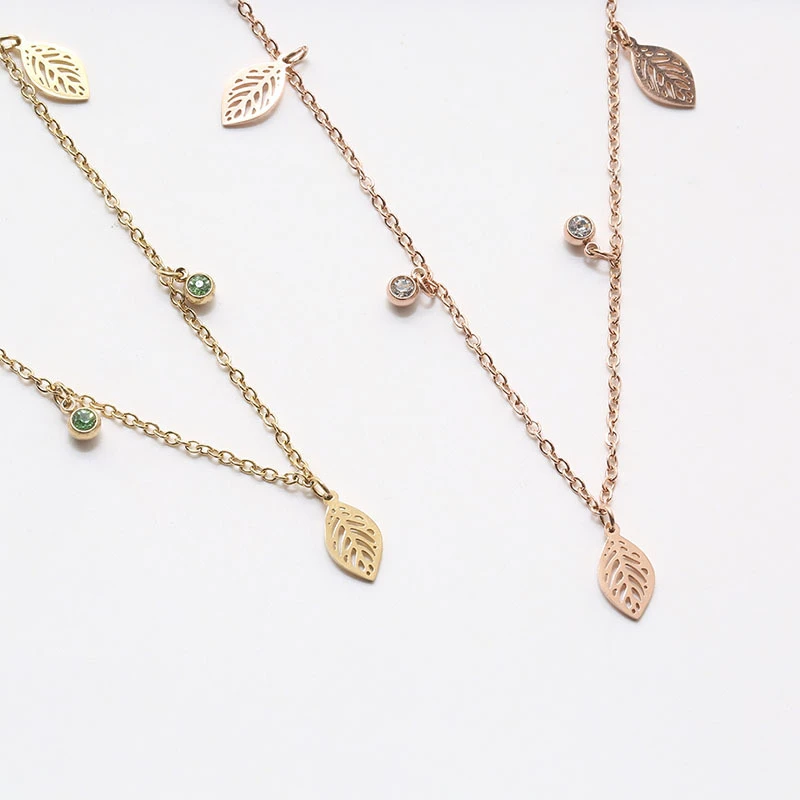 

ZSLBS модное ожерелье из нержавеющей стали для женщин, цепочка с кулоном в форме листа колье подвески ювелирные подарки шарма колье воротник