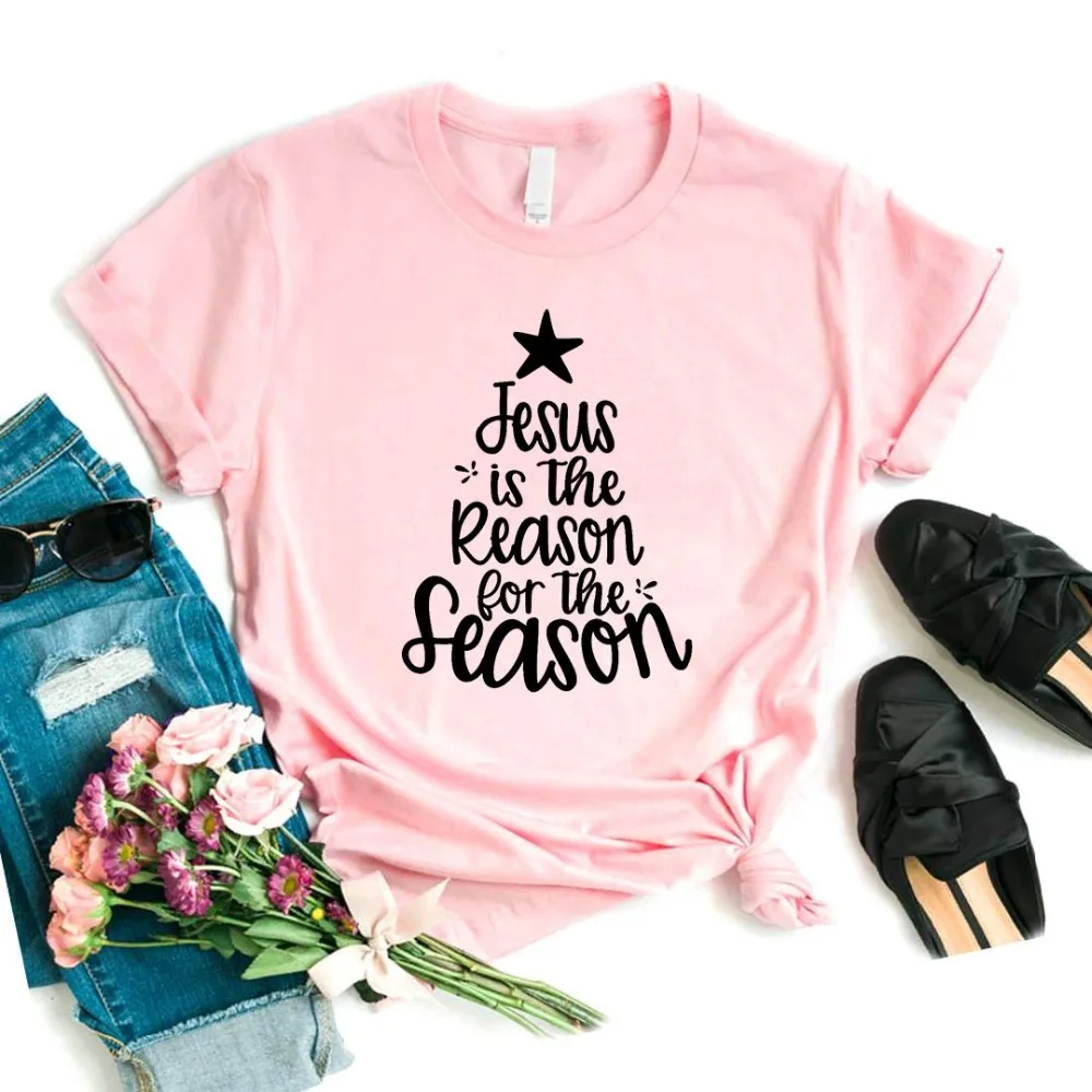 Jesus is the reason/сезон Рождество женская футболка хлопок Повседневная забавная футболка подарок леди Yong Девушка Топ тройник 6 цветов A-1069