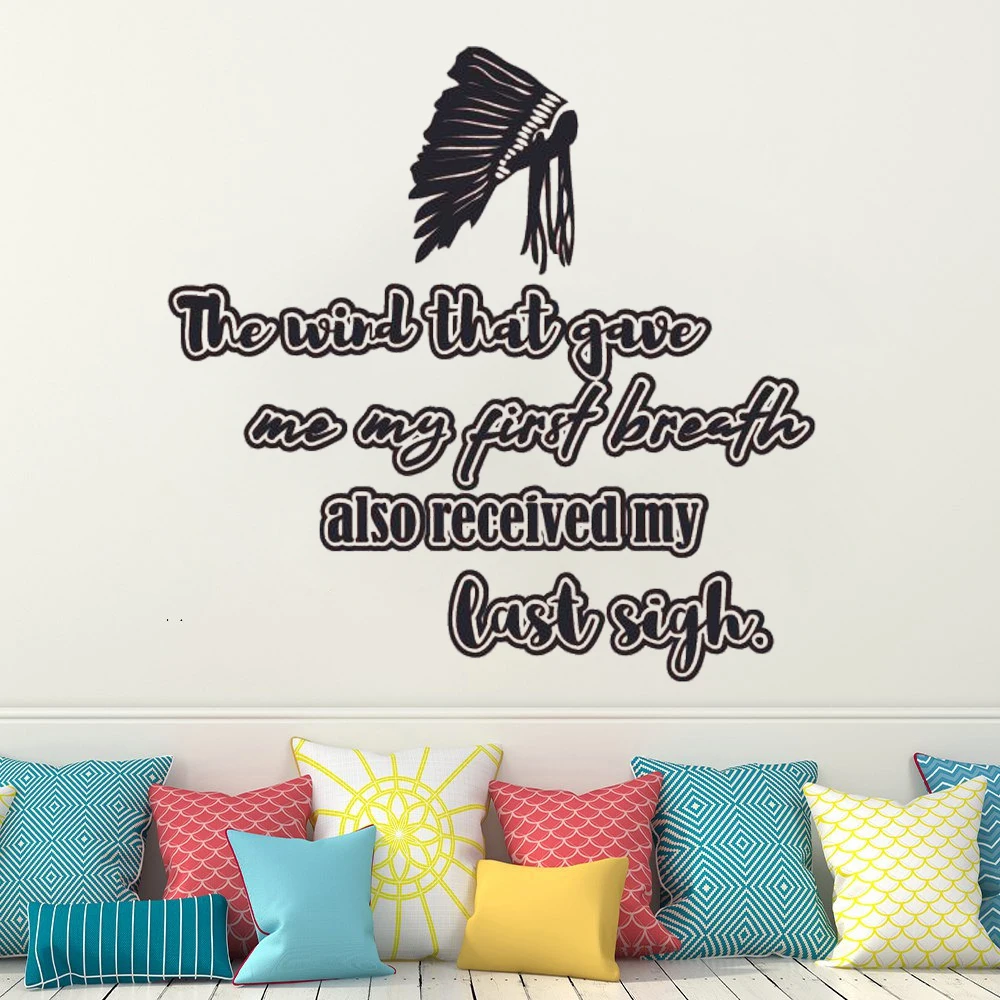 

The Wind That Gave Me My First Breath Quotes Wall Decals Poster Removable Vinyl Livingroom Decor Window Stickers Murals DW21245