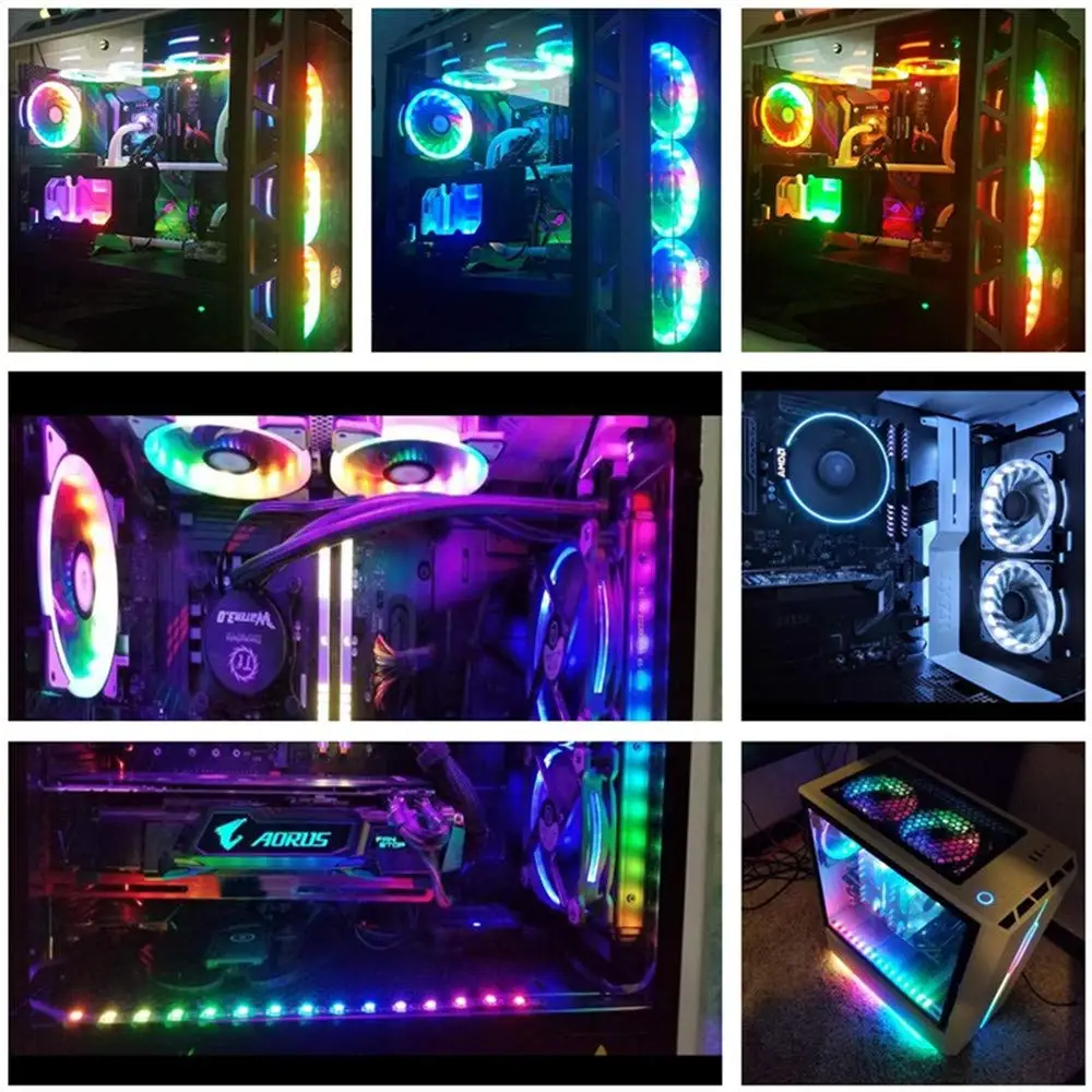 Светодиодный dess 1800 об/мин RGB светодиодный 120 мм вентилятор корпуса с контроллером для ПК чехлов, кулер процессора, система водяного охлаждения(3 шт. вентиляторы RGB, jk1077