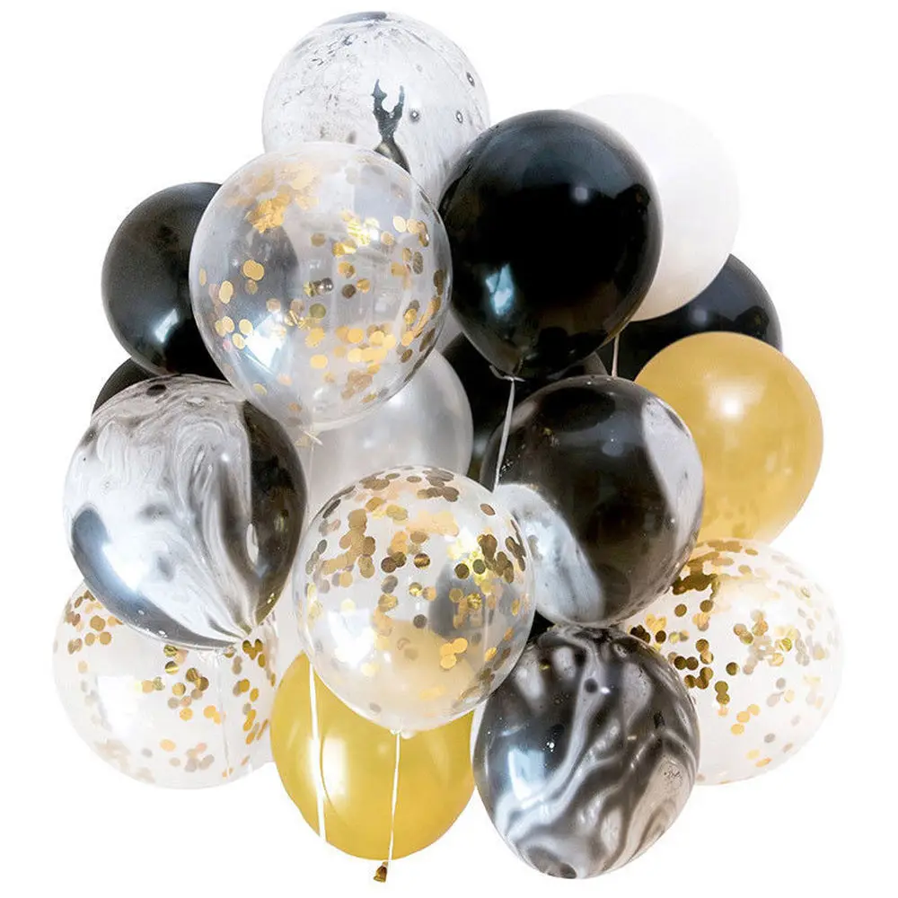 21 шт./компл. золотой черный мрамор конфетти воздушные шары детский душ реквизит