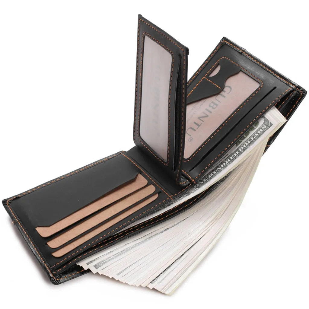 Кошелек мужской двойного сложения бумажник из искусственной кожи клатч для