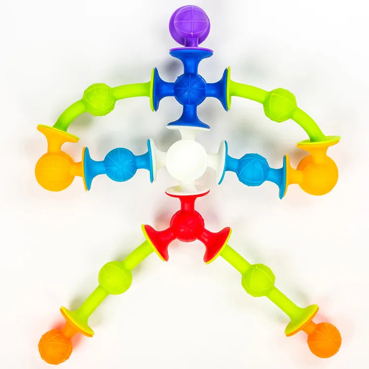 

Soft Plastic Building Blocks DIY Little Assemble Pop Suckers Silicone Block Model Construction Educational Toy For Children Boy