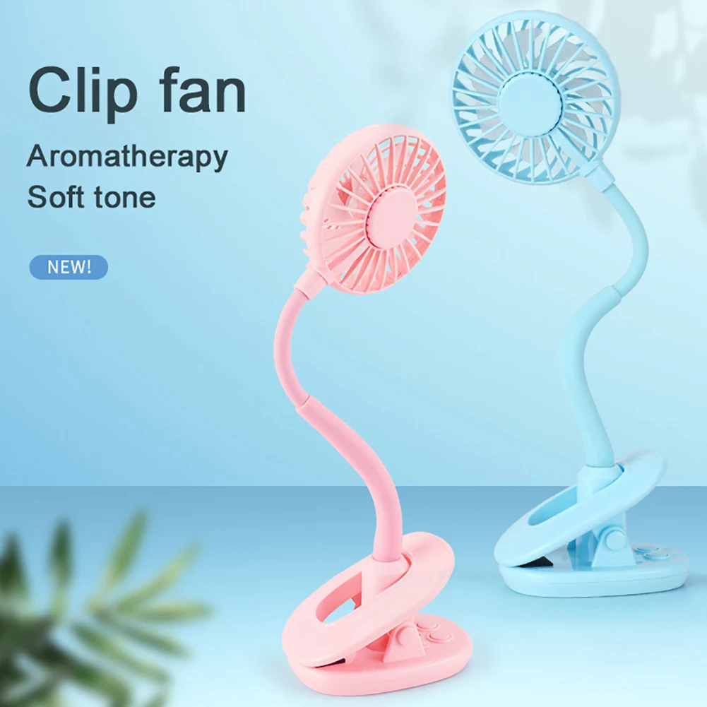 

Mini Aromatherapy Clip Fan USB Rechargeable Handheld Electric Ventilator Desk Fan with Colorful Night Light 3 Speeds Settings