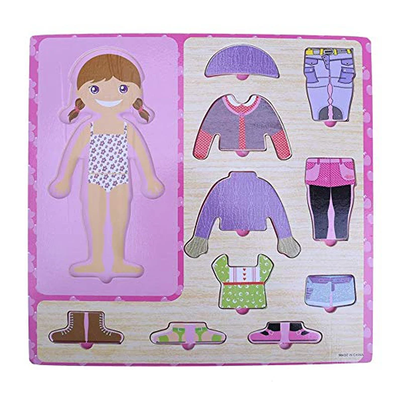 

DIY Cute Jigsaw Children Puzzle Games Clothing Matching Girls Puzzle Assemble Toys For Girls Training