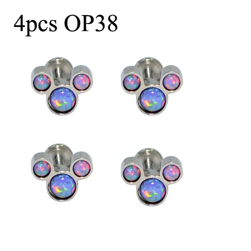 4pcs16g опал серьги серьга для верхней части уха Orelha штанга в ухо украшение для козелка хрящевой пирсинг губная серьга-гвоздик G23 Титан Сталь бар - Окраска металла: 4Pcs OP38