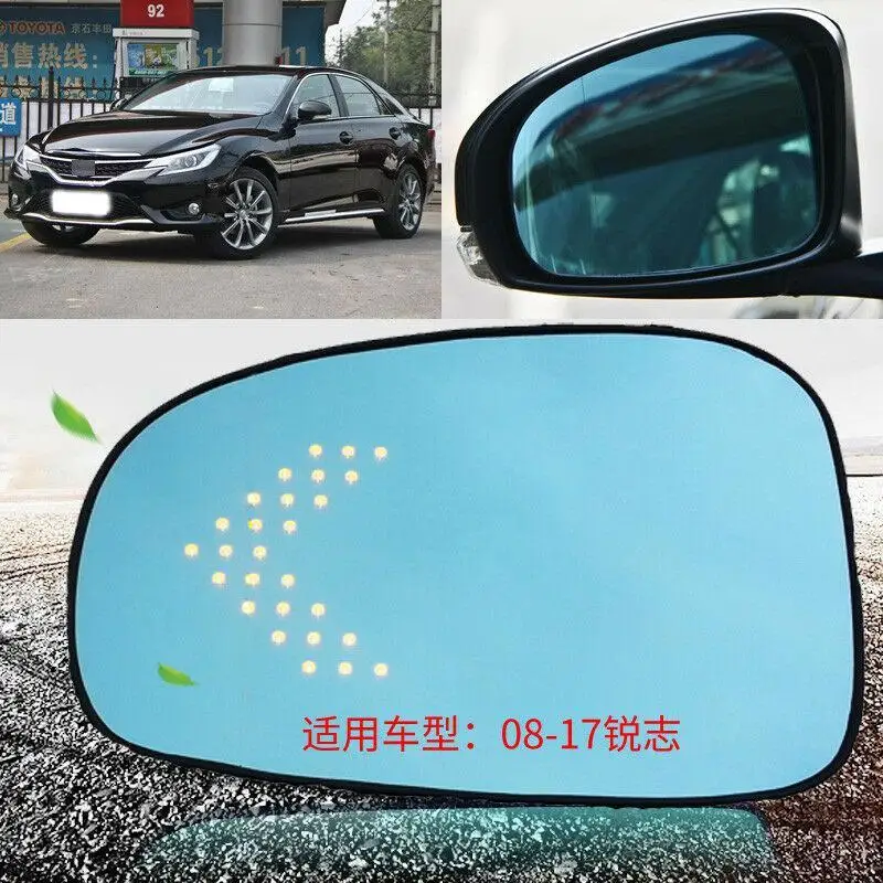 

Blue mirror For Toyota Reiz Car Rearview Mirror Glare Proof Blue Glasses Led Lamp Heated turn single lamp