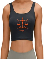 libra creative pattern crop top womens 12 constellation printing tank top summer sleeveless slim fit sport vest