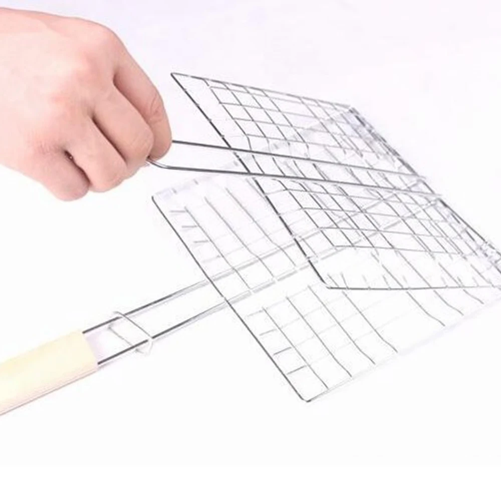 Рыба-гриль Нержавеющая сталь папка на открытом воздухе решетка для барбекю