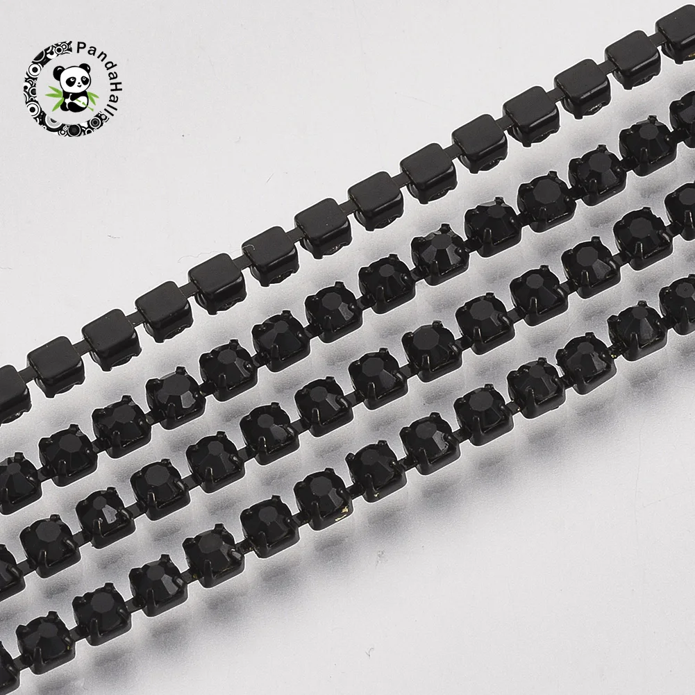

10 Yards/Roll Chain Necklace for Men Women Electrophoresis Brass Rhinestone Strass Chains with Spool , 2mm