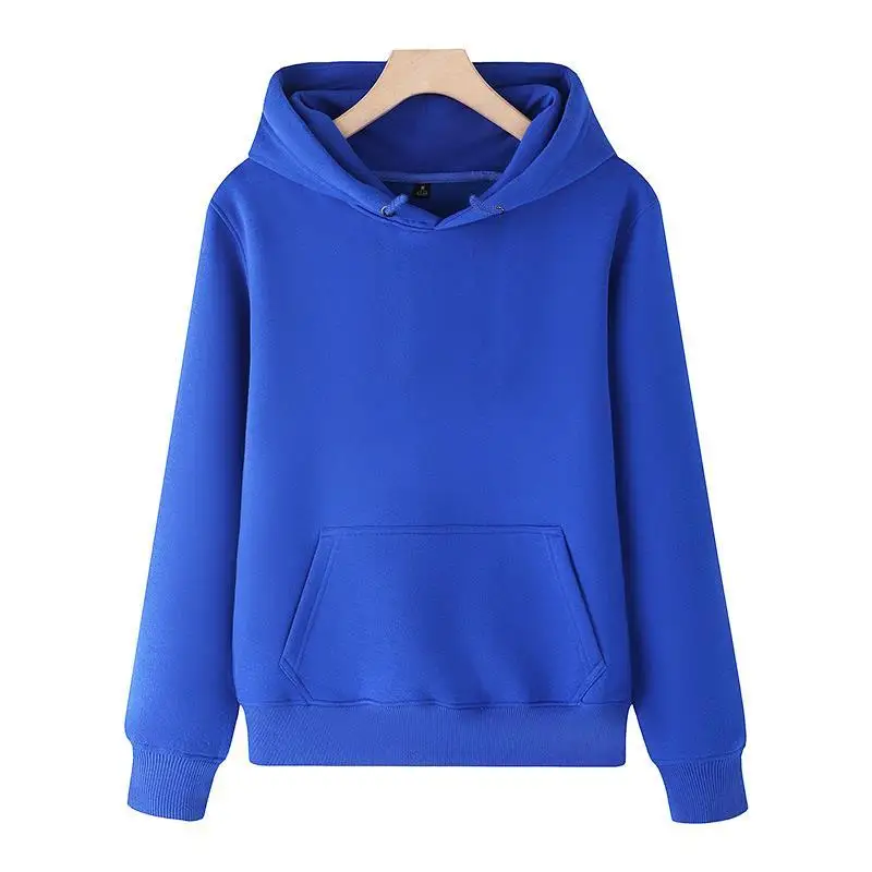 

Fleece Pullover Hooded Sweashirts Solid Kangroo Pocket Full Sleeve Rib Warm Outerwear Red Blue Grey Fashion Spring Fall Hoodies
