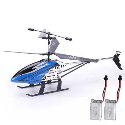 Blue 2 battery Новинка 3.5CH одно лезвие 50 см большой пульт дистанционного управления металлический Радиоуправляемый вертолет с гироскопом RTF для детей уличная летающая игрушка - Цвет: Blue 2 battery