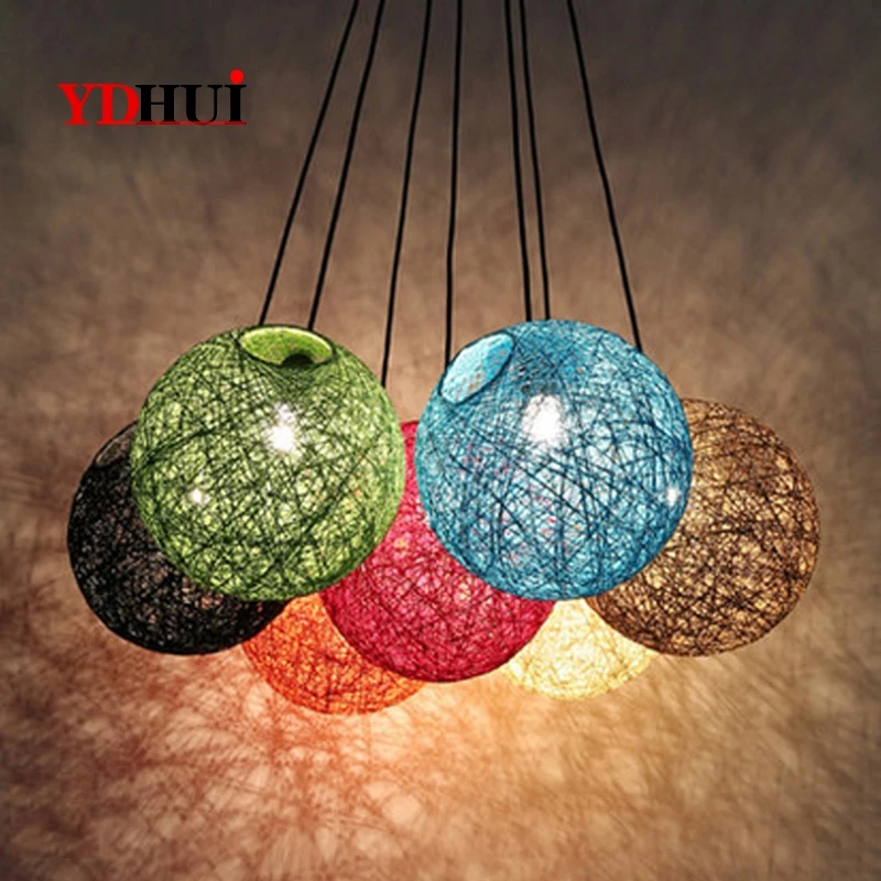 Креативная индивидуальная люстра из конопляного шара современная простая