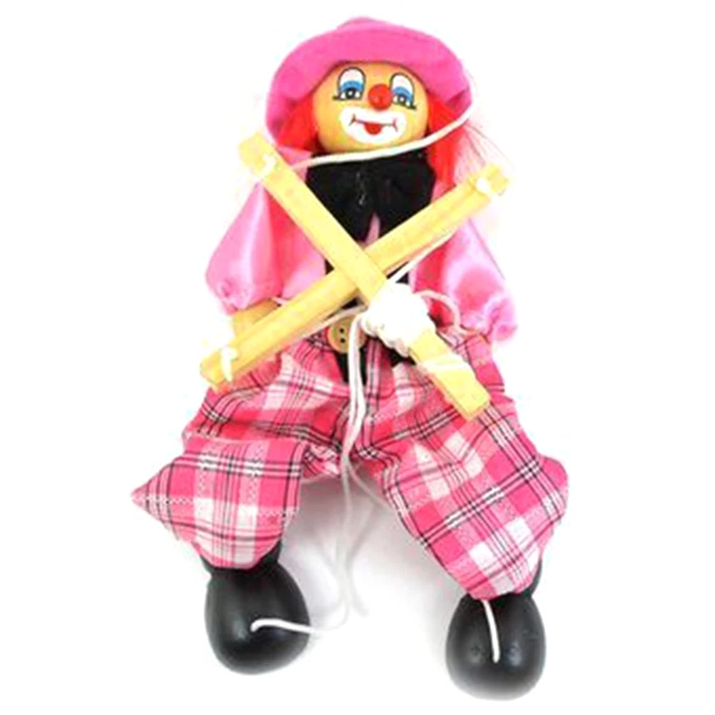 

Funny Vintage Colorful Pull String Puppet Clown Wooden Marionette Handcraft Toys Joint Activity Doll Kids Children Gifts #30