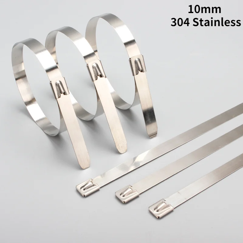 

5pcs10mm 304 Stainless Steel Cable Zip Tie Long Self-Locking Strap Multi-Purpose Marine Metal Locking Strong Ties 900mm-1500mm