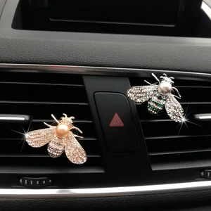 fashion angel bee car accessories air outlet clip rhinestone diamond perfume clip air outlet clip air freshener accessories free global shipping