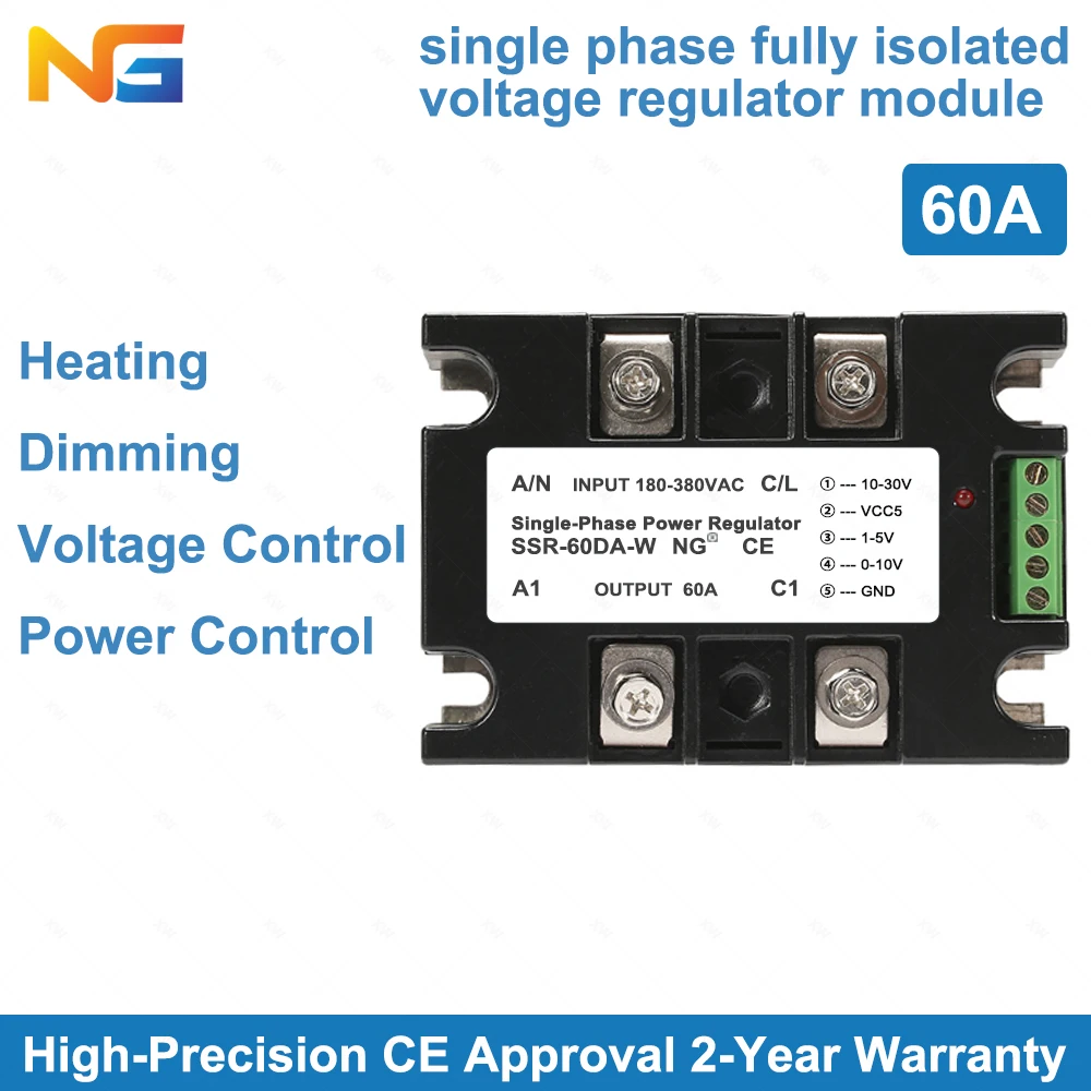 Однофазный регулятор напряжения переменного тока 60A модуль 0 5 в 4 20mA тиристорный