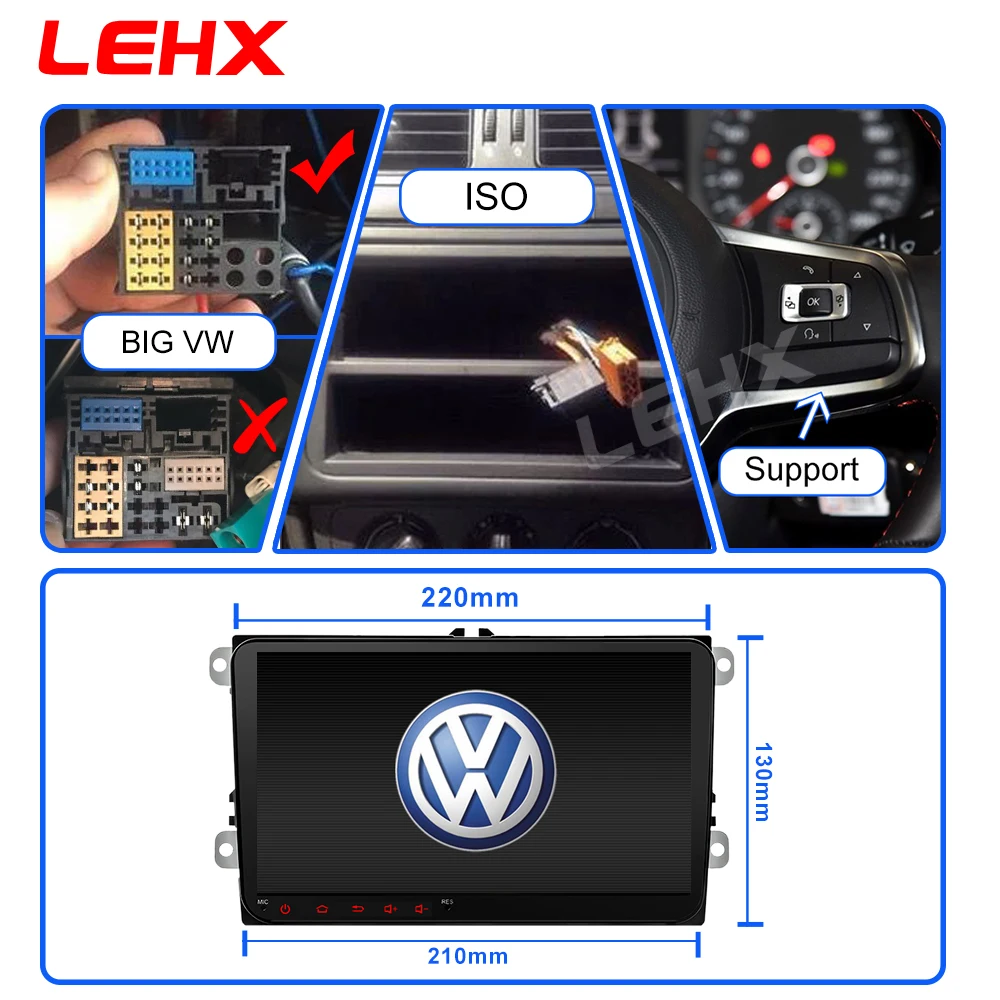 Автомобиль Android 8,1 радио gps мультимедийный плеер для Volkswagen Skoda Octavia golf 5 6 touran passat B6 polo tiguan yeti Быстрый диаметр