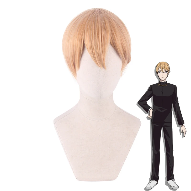 Парик для косплея аниме Shirogane Miyuki Kaguya Sama Love is War Men 30 см смешанный золотой термостойкий синтетический парик