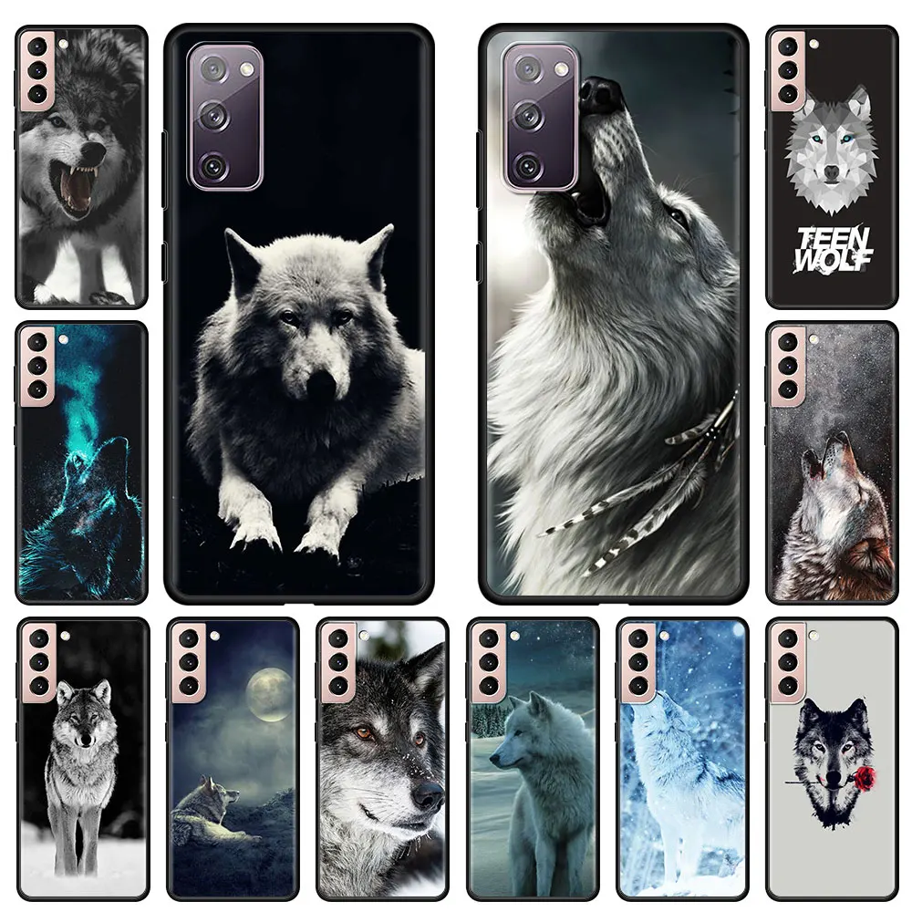 

Girl and The Wolf Phone Case for Samsung Galaxy Note 20 Ultra 10 Lite 5G 9 8 S21 Plus TPU Black Cover Shell Coque Capa