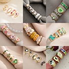 Набор колец в винтажном стиле с изображением Золотого сердца и улыбки для женщин, цветные милые кольца в стиле Ins для влюбленных, кольца на палец для девочек, ювелирные изделия, подарки