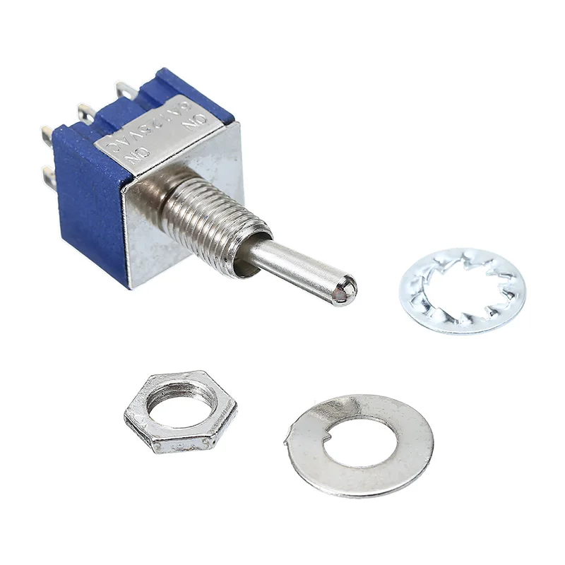 Миниатюрный переключатель 5 шт./10 шт. переменный ток 125 В 6A 2 позиционный синий